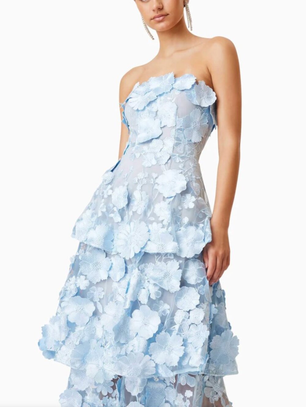 NWOT Elliatt Selene Maxi Tiered 3D Dress in Blue XS - Picture 2 of 3